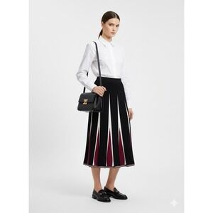 Nicaya White Black Red Sz M Sweater Skirt Pleated High Waist Modest Office